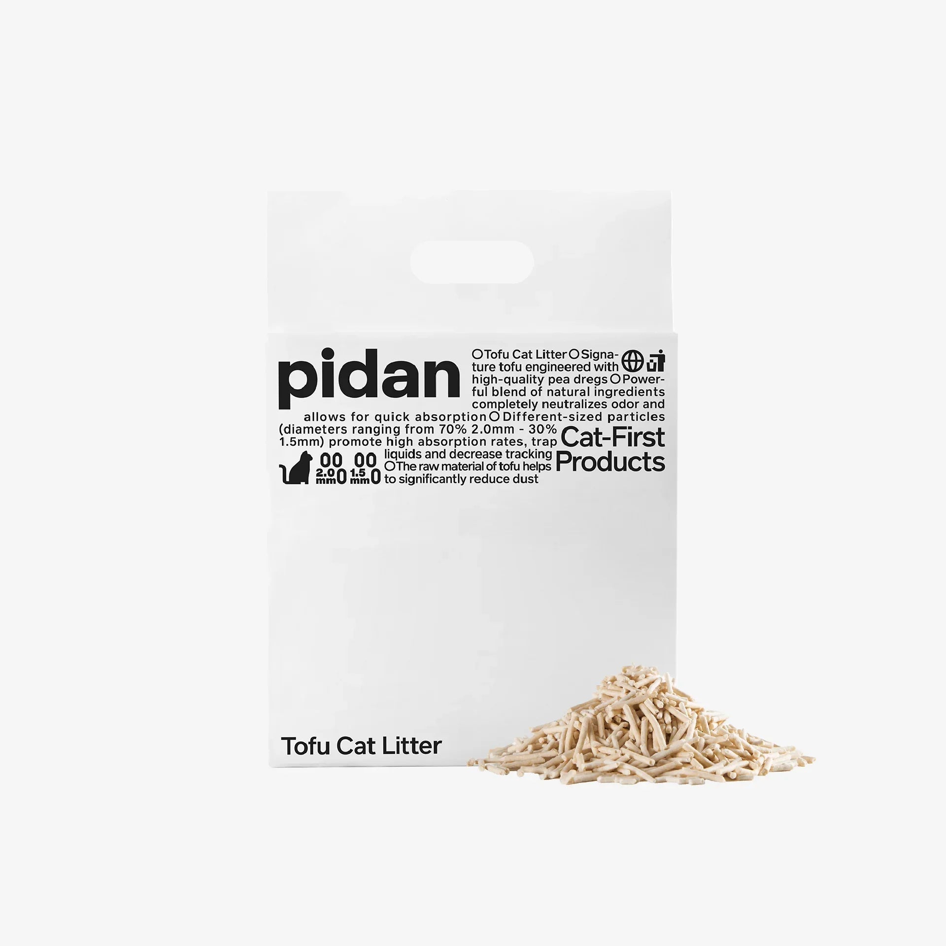 Pidan Organic Pea Tofu Cat Litter: Low-Tracking, Fast Clumping, Flushable, Odor Control.