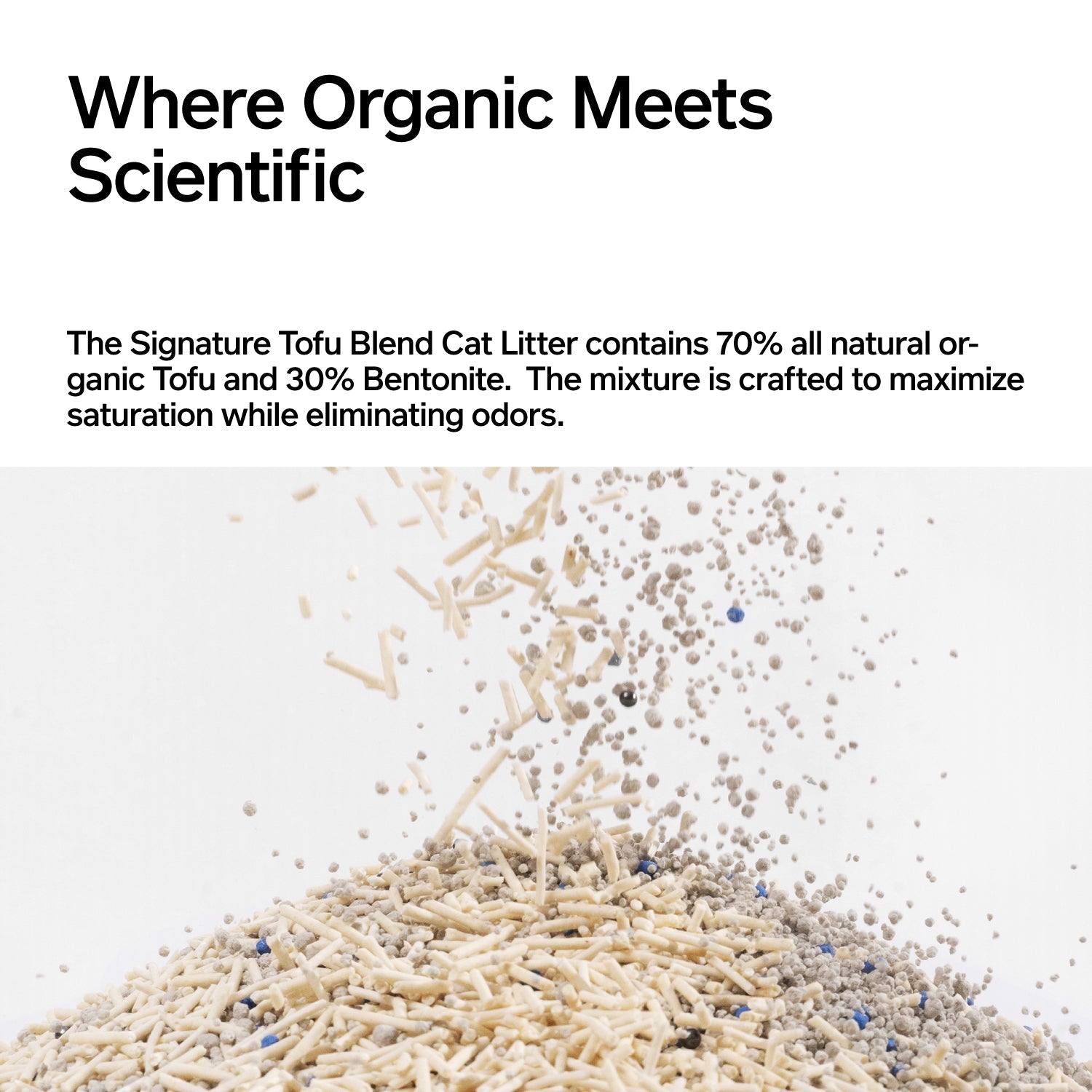 Low-dust tofu bentonite cat litter: fast clumping, flushable, organic, odor control, rapid absorption, low-tracking.