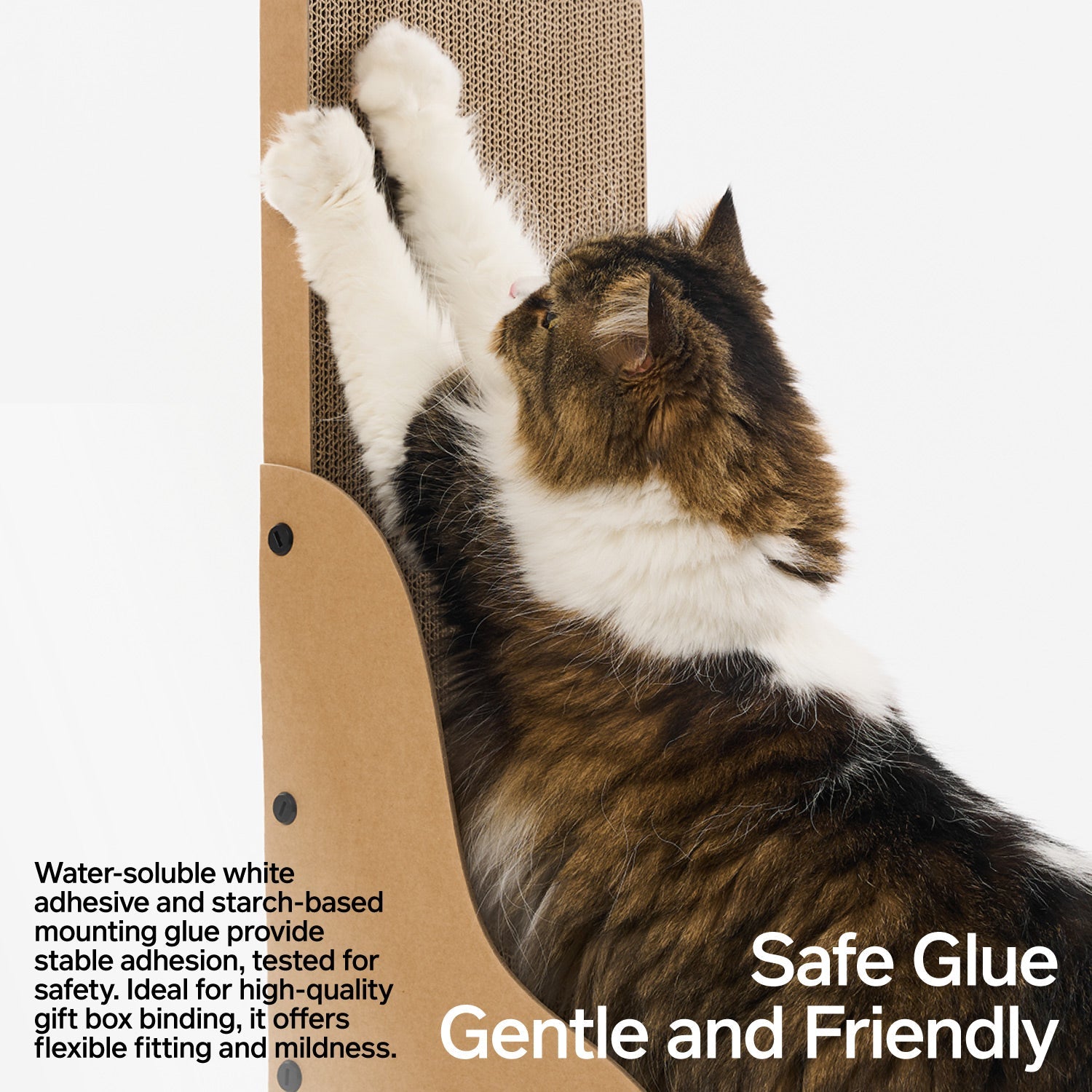 A-Grade cardboard cat scratcher, 60x40x26cm, durable, scratch-resistant, made with virgin wood pulp & safe glue.