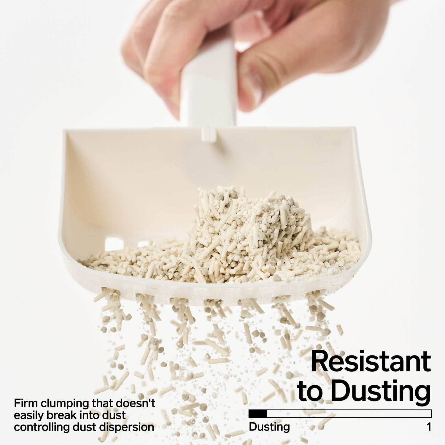 Low dust clumping cat litter scoop sifting tofu cassava bentonite blend for fast firm clumping & odor control.