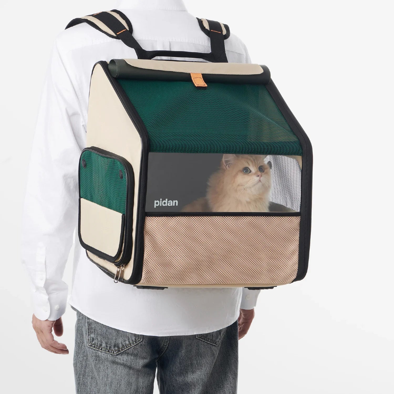 Neoprene Cat Carrier Backpack, 38x38x58cm, portable pet travel bag for small pets.