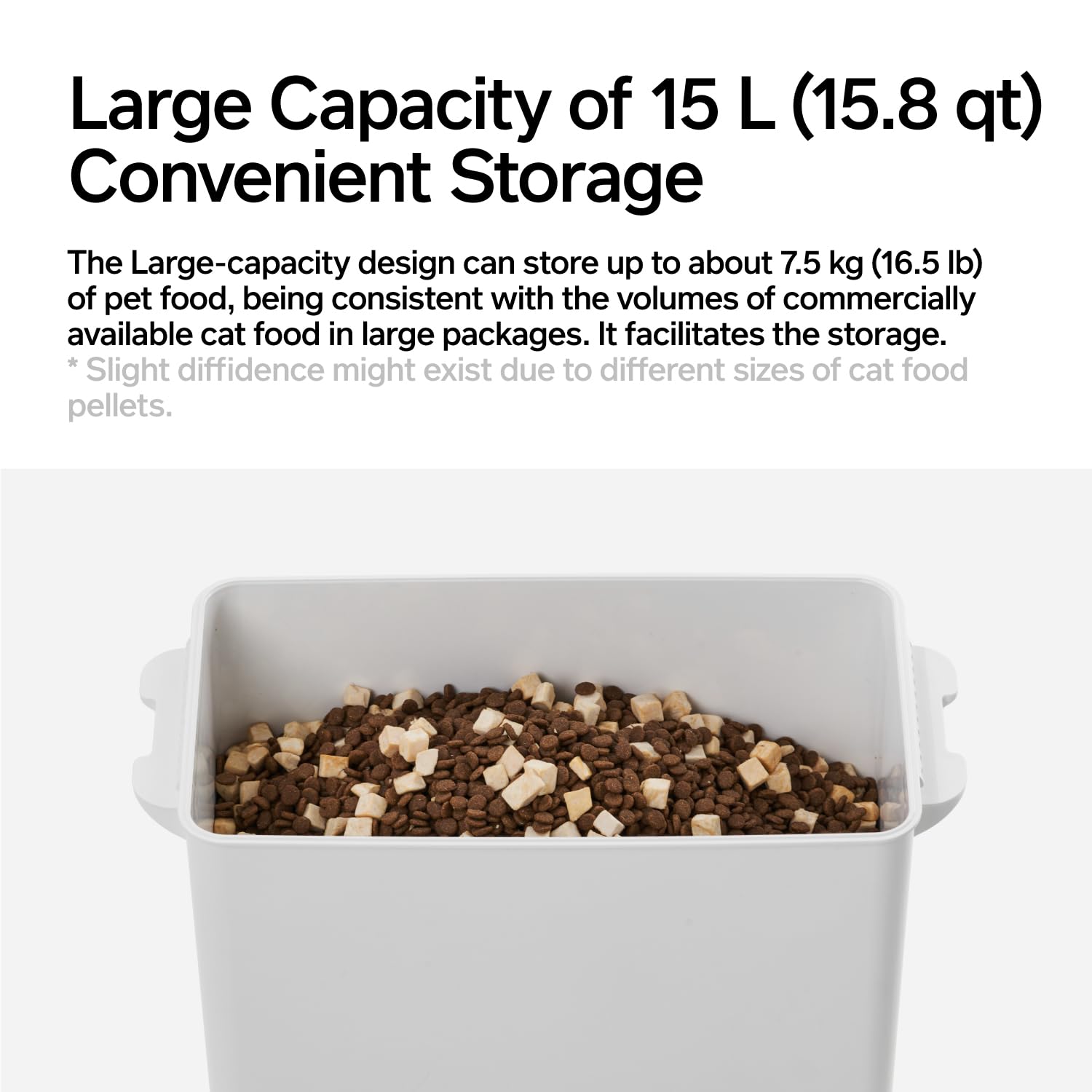 15L pet food storage container with auto vacuum seal and electronic weighing for fresh kibble.