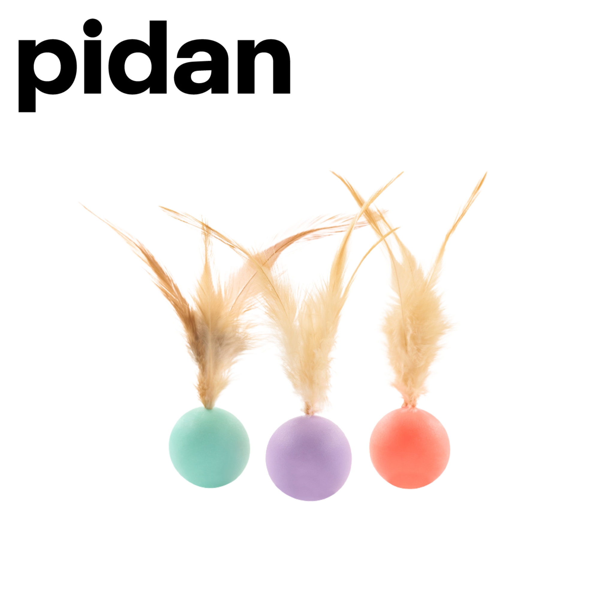 Pastel bouncy cat toy balls with feathers activate hunting instincts for safe indoor play.