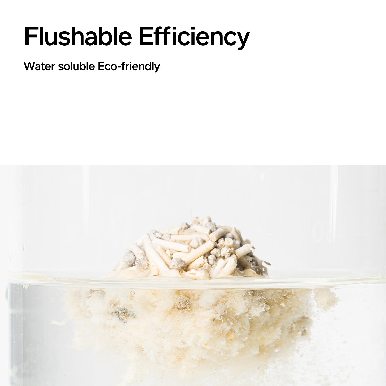 Flushable organic tofu cat litter demo: Ultra low-tracking, fast clumping, absorbs fast, controls odor, cost-effective.