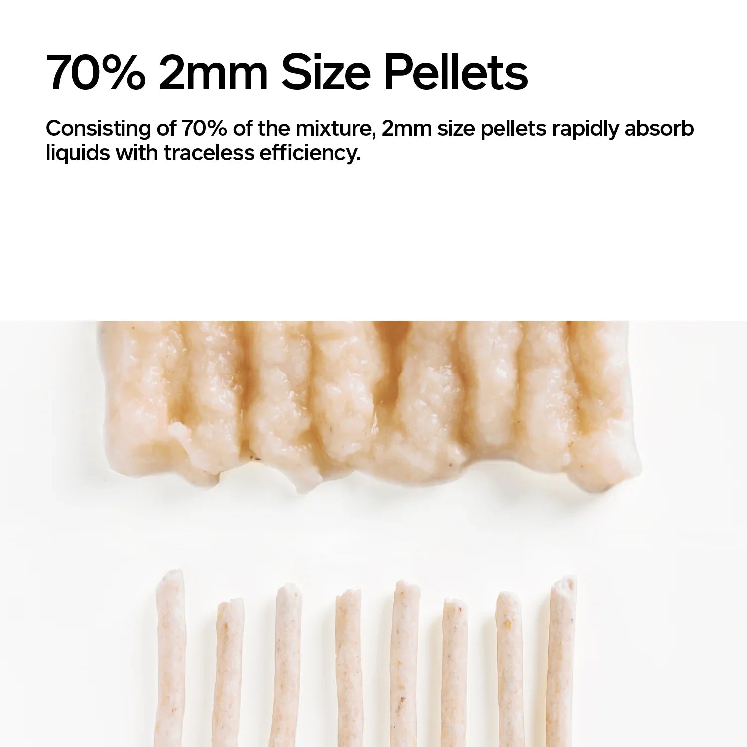 Ultra-Absorbent Organic Pea Bean Litter: Fast clumping, anti-dust, low-tracking, extreme absorption, flushable.