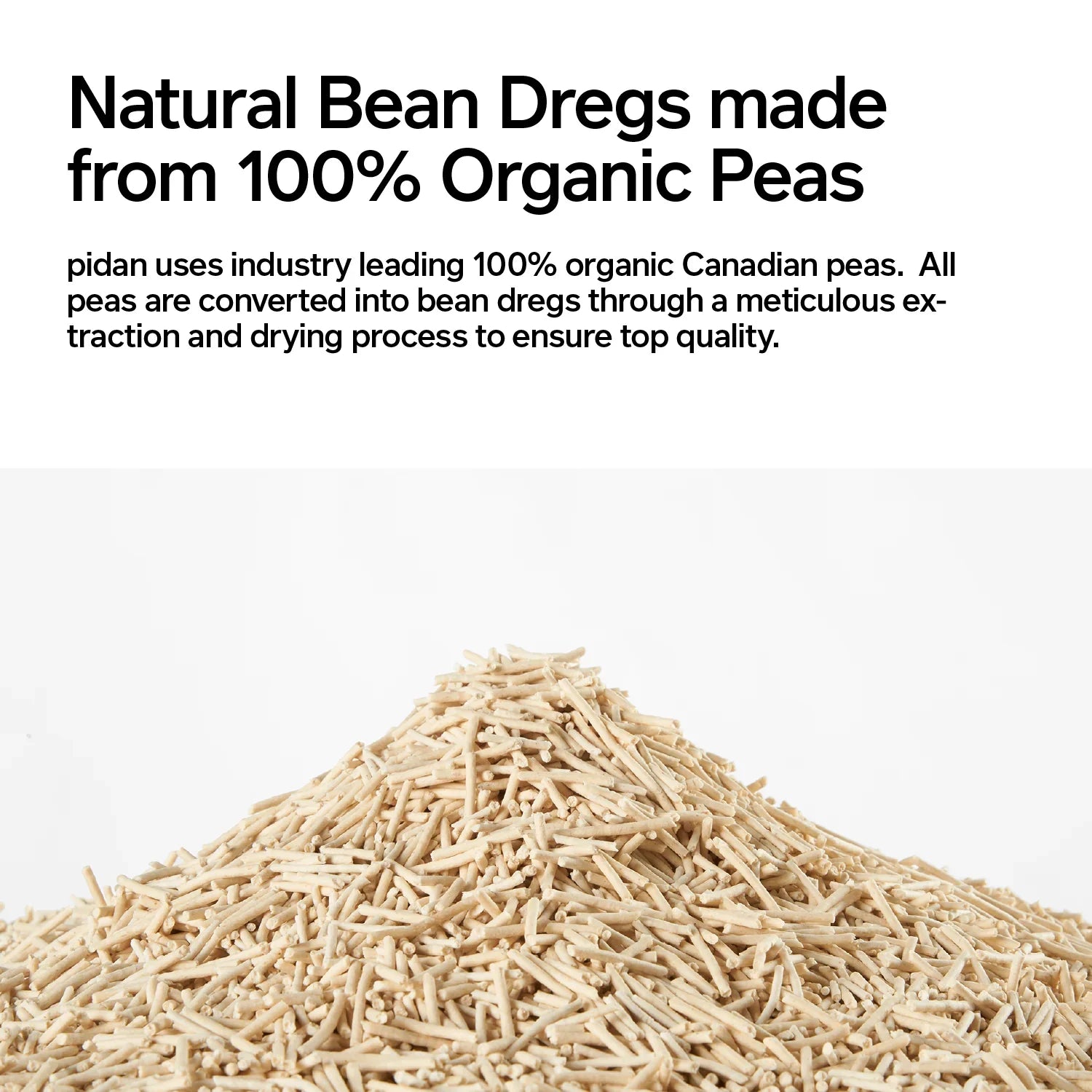 Organic pea cat litter: low-tracking, fast clumping, anti-dust, flushable, odor control, cost-effective.