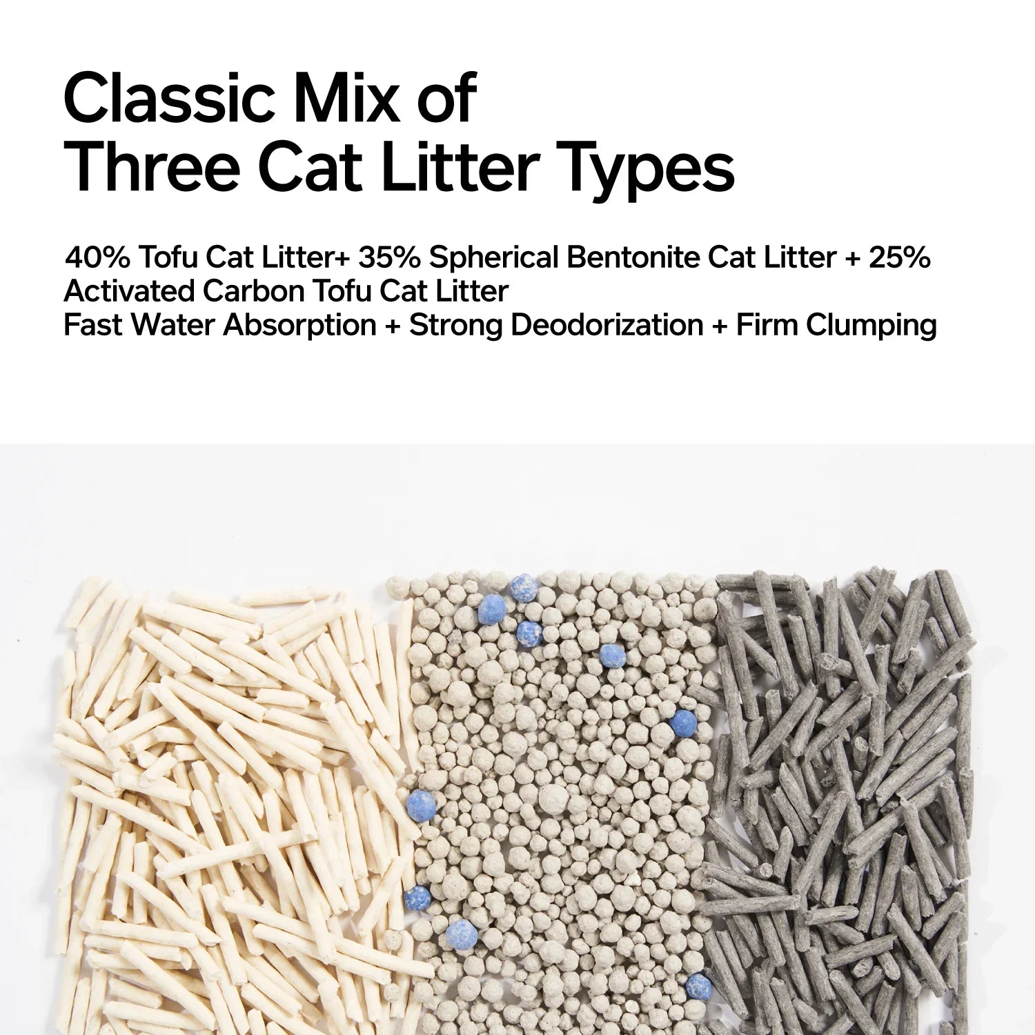 Tofu bentonite carbon cat litter: low-dust, fast clumping, odor control, flushable, organic.