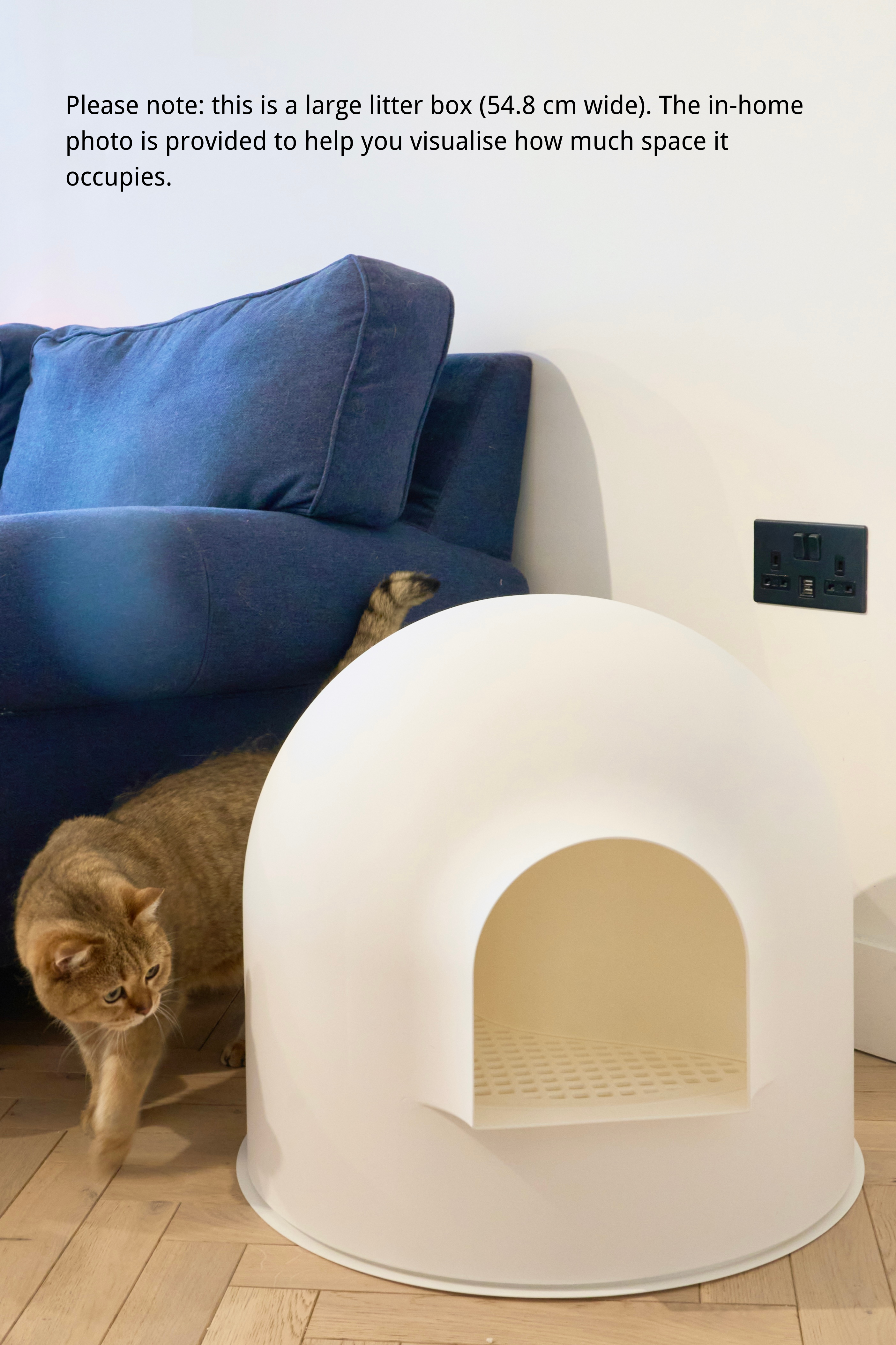 Igloo cat litter box with grated entry traps litter; smooth design for easy cleaning.